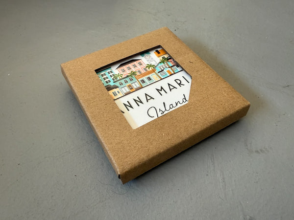 Anna Maria Island Florida AMI Illustrated Skyline Ceramic Fridge Magnet