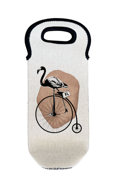 Flamingo Riding Bike Wine Carrier Bottle Holder