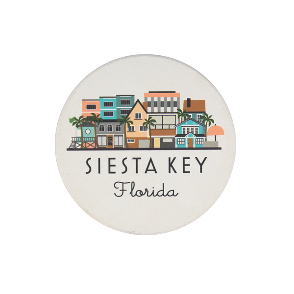 Siesta Key Florida Skyline Ceramic Coaster