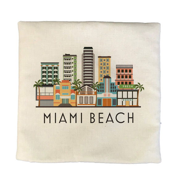 Miami Beach Faux Linen Pillow Cover Cushion Sham