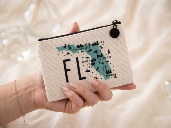 Florida Map Zipper Pouch Purse Wallet