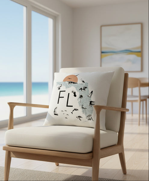 Florida Collage Icon Map Pillow Cover