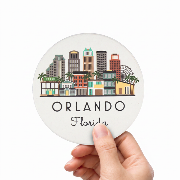 Orlando Florida Skyline Absorbent Ceramic Coaster