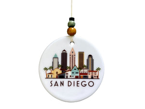 San Diego California Skyline Graphic Ornament | City Scene Tree Decoration | Christmas Xmas Holiday Ornament