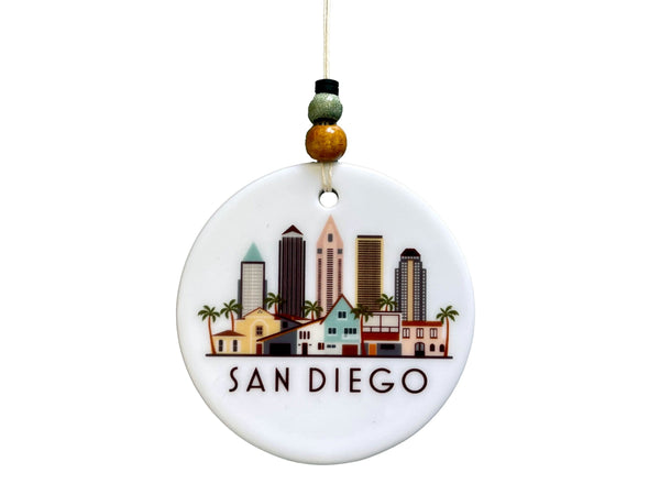 San Diego California Skyline Graphic Ornament | City Scene Tree Decoration | Christmas Xmas Holiday Ornament