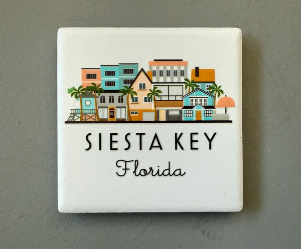 Siesta Key Illustrated Skyline Ceramic Fridge Magnet