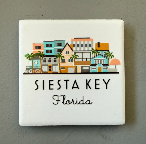 Siesta Key Illustrated Skyline Ceramic Fridge Magnet