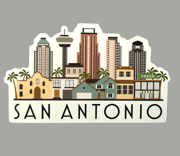 San Antonio Texas Cityscape Skyline Graphic Waterproof Magnet | Locker Decoration | Fridge Car Vinyl Magnet
