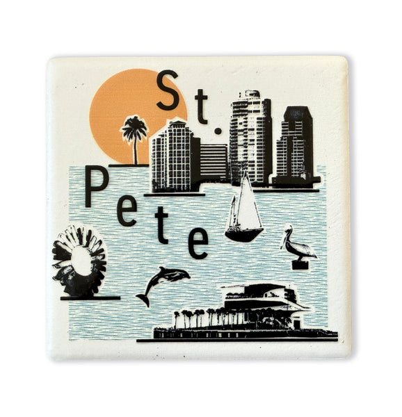 St. Petersburg Florida Collage Skyline Ceramic Fridge Magnet