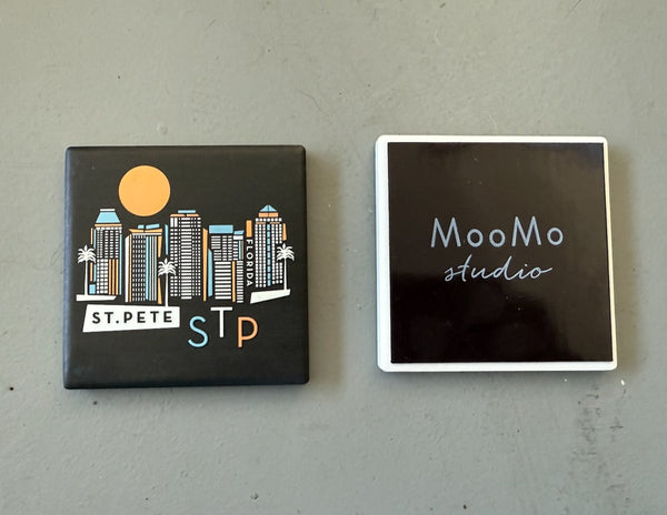 St. Petersburg Florida Black Geometric Skyline Ceramic Fridge Magnet