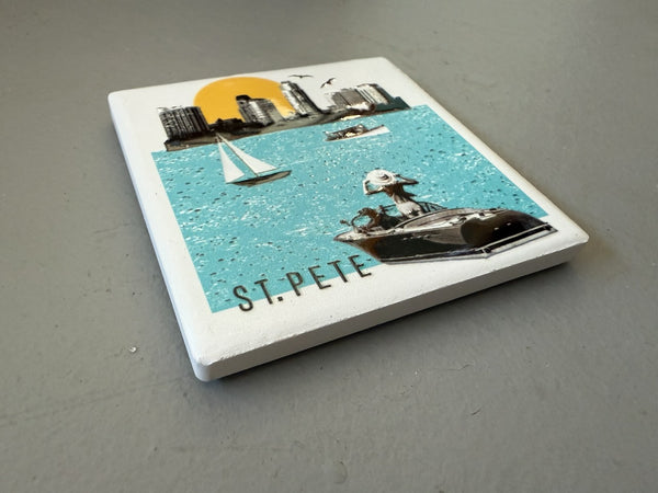 St. Petersburg Florida Photo Collage Skyline Ceramic Fridge Magnet