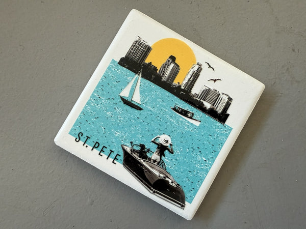 St. Petersburg Florida Photo Collage Skyline Ceramic Fridge Magnet