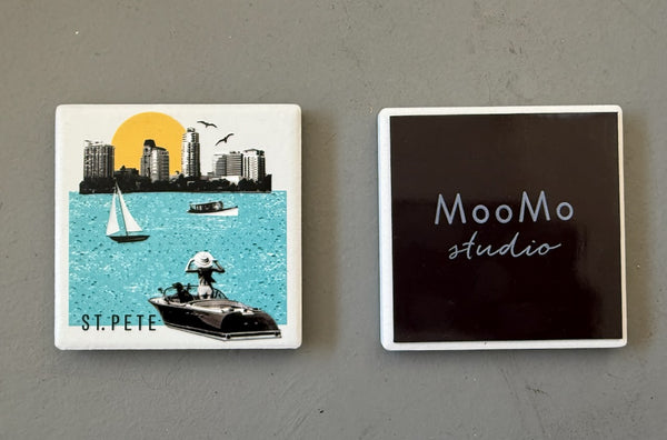 St. Petersburg Florida Photo Collage Skyline Ceramic Fridge Magnet