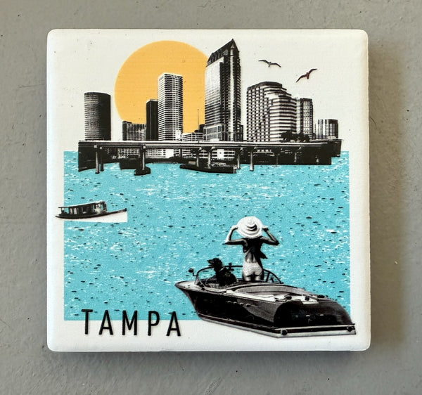 Tampa Florida Photo Collage Skyline Ceramic Fridge Magnet