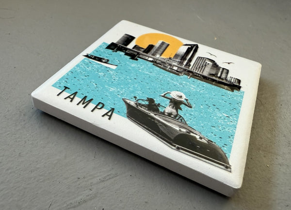 Tampa Florida Photo Collage Skyline Ceramic Fridge Magnet