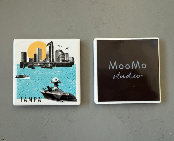 Tampa Florida Photo Collage Skyline Ceramic Fridge Magnet