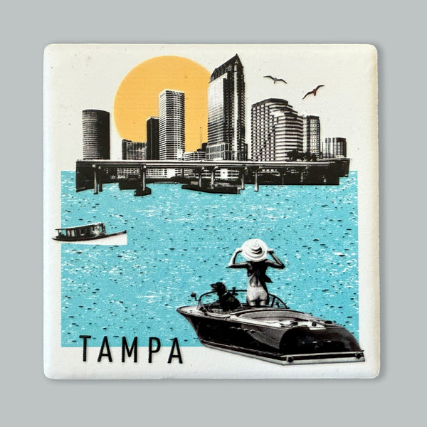 Tampa Florida Photo Collage Skyline Ceramic Fridge Magnet