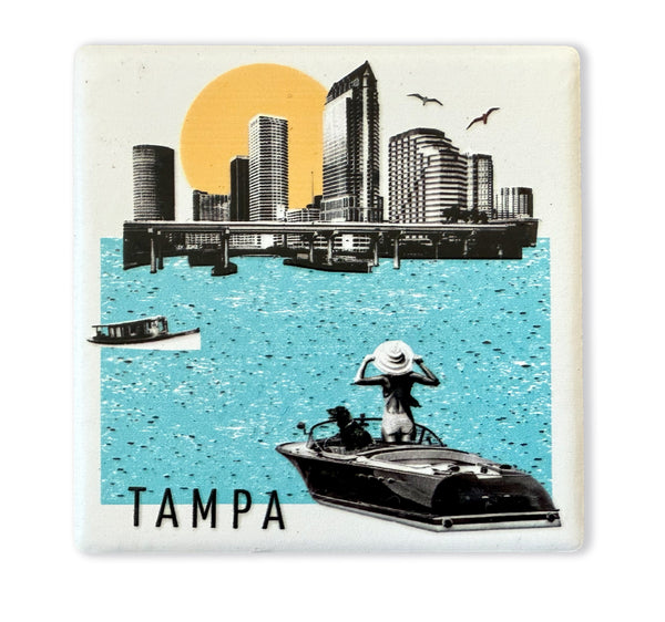 Tampa Florida Photo Collage Skyline Ceramic Fridge Magnet