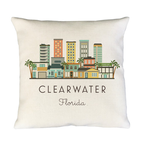 Clearwater Florida Skyline Pillow Cover | Tampa Bay Decorative Throw Pillow Cushion Sham