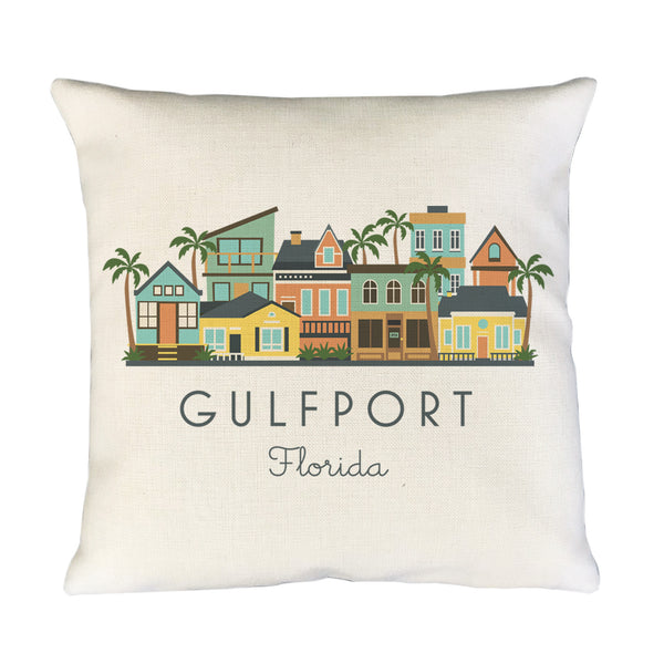 Gulfport Florida Pillow Cover | Graphic Skyline Decorative Throw Pillow Cushion Sham