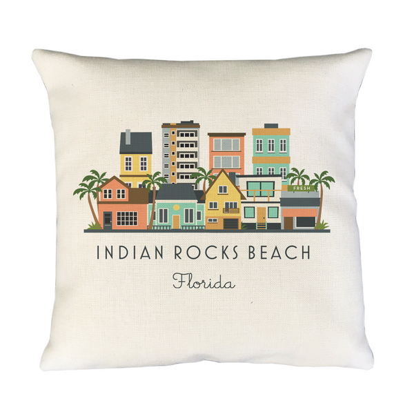 Indian Rocks Beach Florida Pillow Cover | Skyline Cityscape Decorative Throw Pillow Cushion Sham