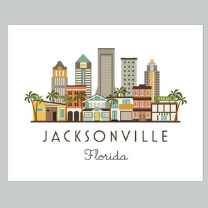 Jacksonville Florida Skyline Graphic Print | JAX Giclee Wall Art Print