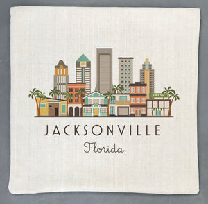 Jacksonville City Pillow Cover | Florida Jax Skyline Decorative Throw Pillow Cushion Sham