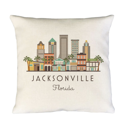 Jacksonville City Pillow Cover | Florida Jax Skyline Decorative Throw Pillow Cushion Sham