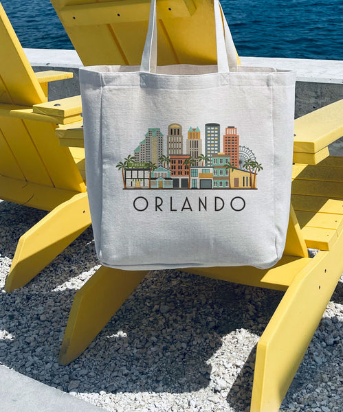 Orlando Florida Skyline Tote Bag | Large Shopping Tote Beach Bag