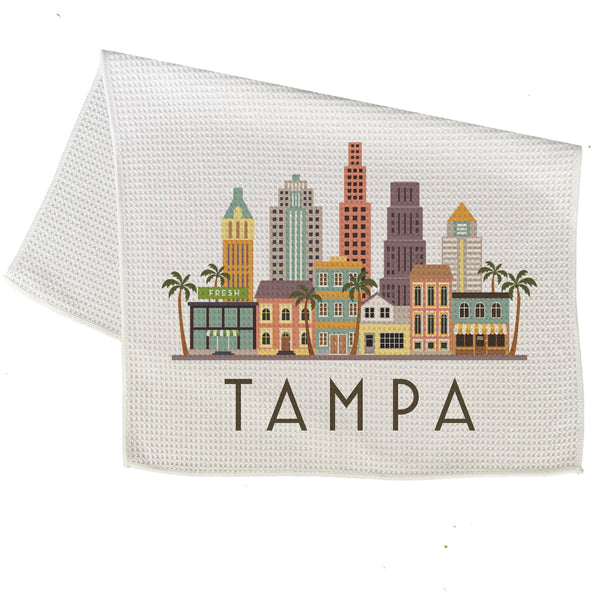Tampa Skyline Microfiber Kitchen Towel Graphic Colorful Print