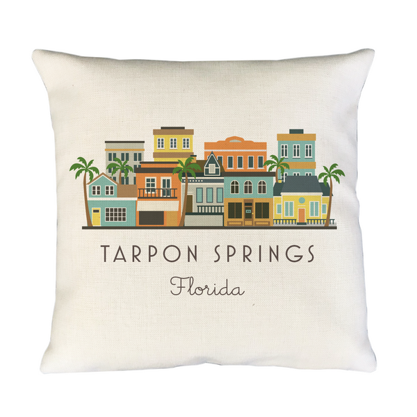 Tarpon Springs Florida Town Pillow Cover | Tampa Bay Icon Decorative Throw Pillow Cushion Sham