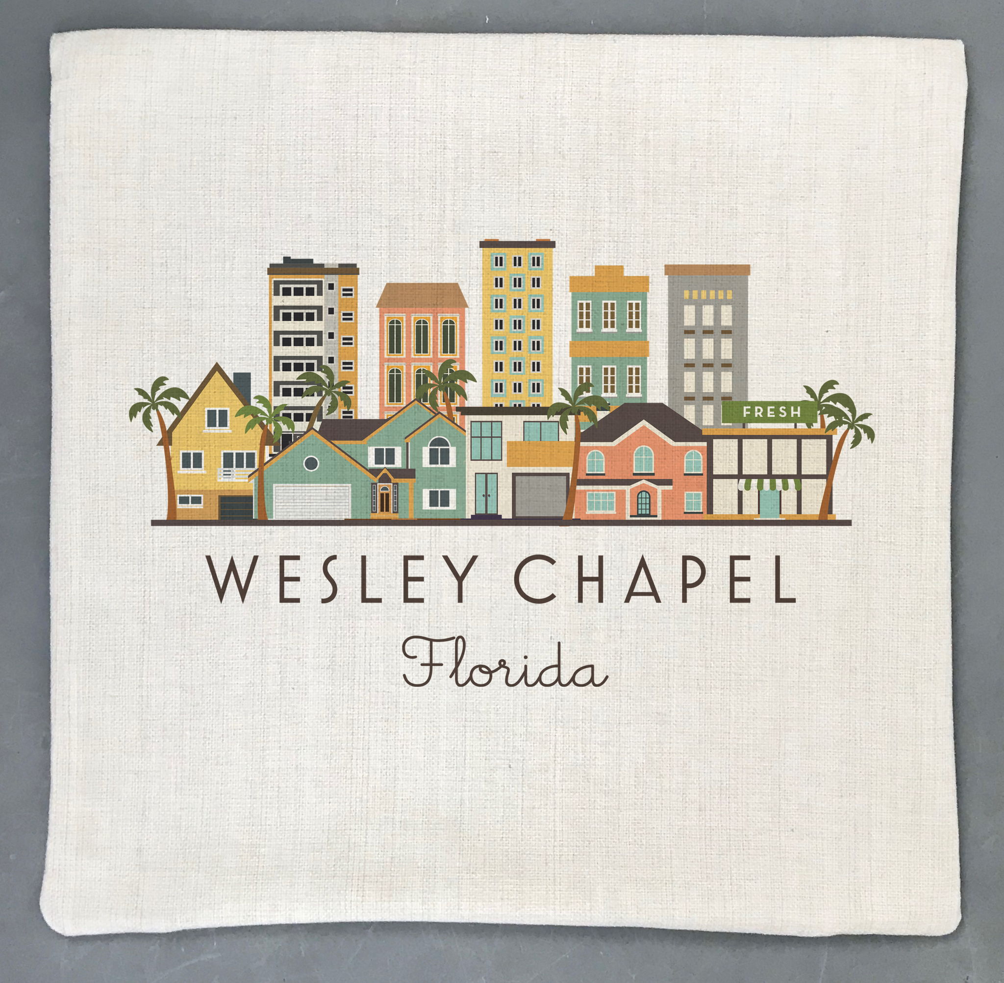 Wesley Chapel Florida Skyline Pillow Cover | Icon Decorative Throw Pillow Cushion Sham