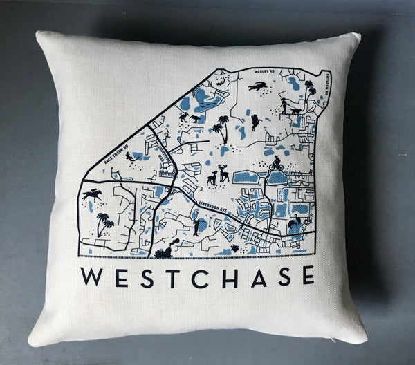Westchase Map Pillow Cover | Pin-Your-Home | Polyester Linen Pillow