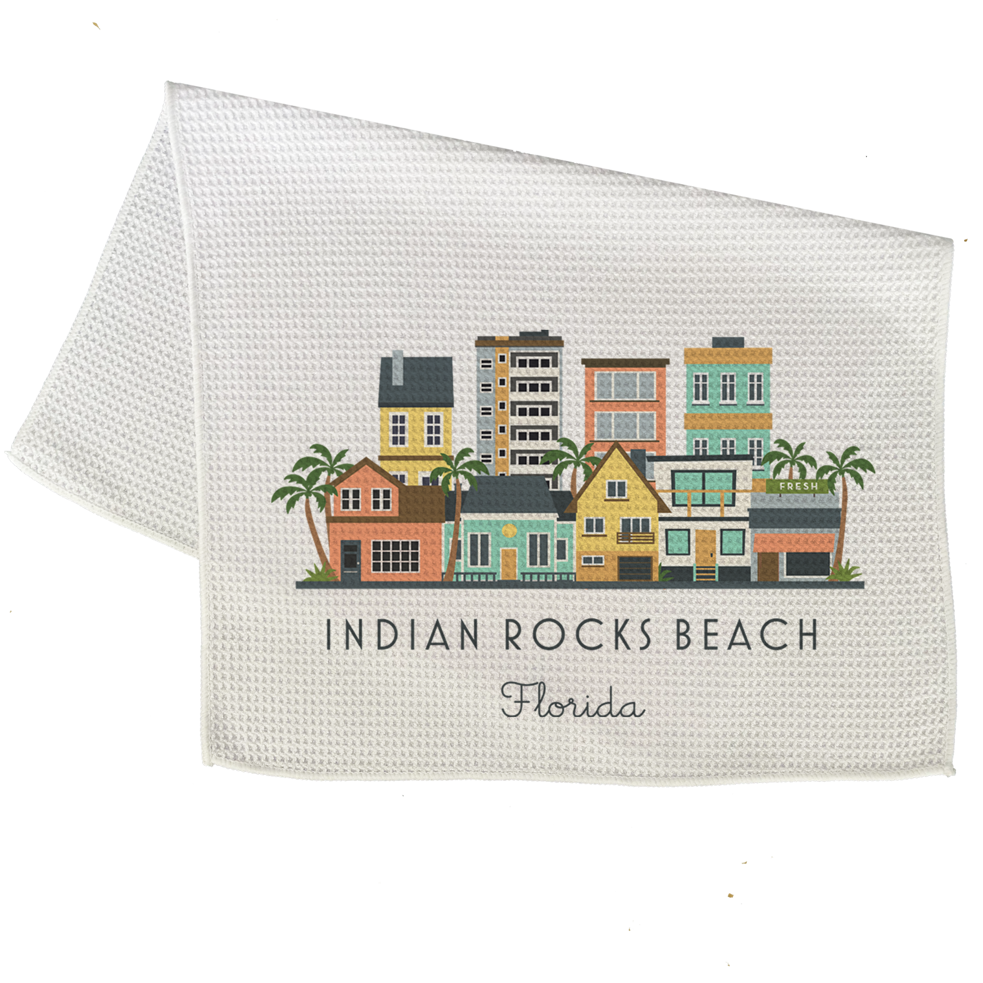 Indian Rocks Beach Graphic Skyline Microfiber Kitchen Towel Colorful Print
