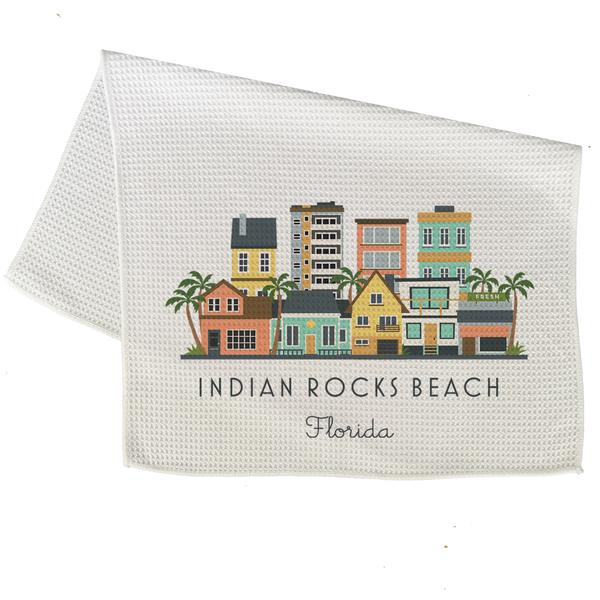 Indian Rocks Beach Graphic Skyline Microfiber Kitchen Towel Colorful Print